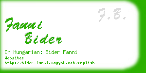 fanni bider business card